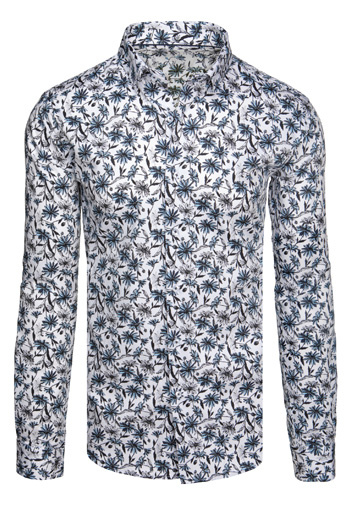 Moška cvetlična bela srajca Dstreet DX2668