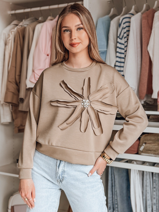 Ženska bluza prevelike velikosti s cvetjem PETITKA mocha Dstreet BY1386