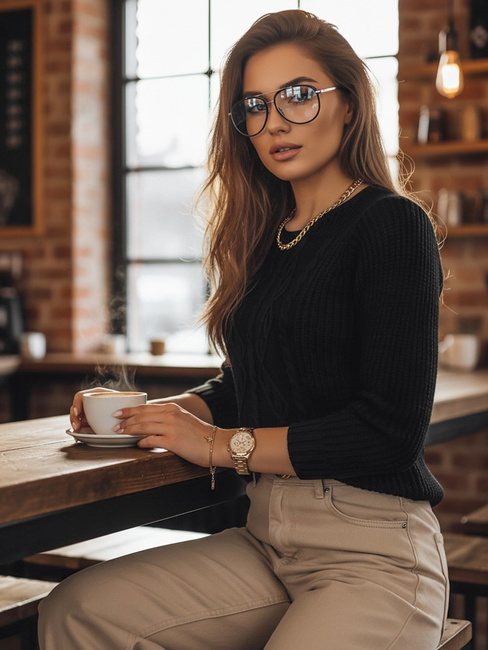 Ženski dolgi pulover MIRA Barva Črna  DSTREET MY1830