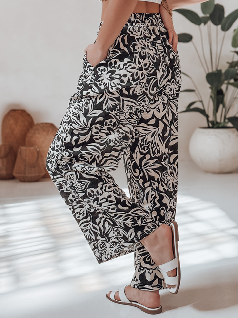 Ženske hlače iz blaga s širokimi nogami TROPICAL SUN black Dstreet UY2634