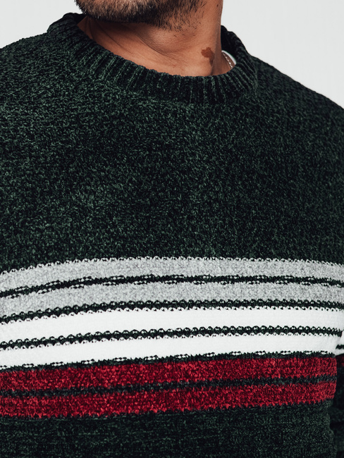 Moški črtast zelen pulover Dstreet WX2280