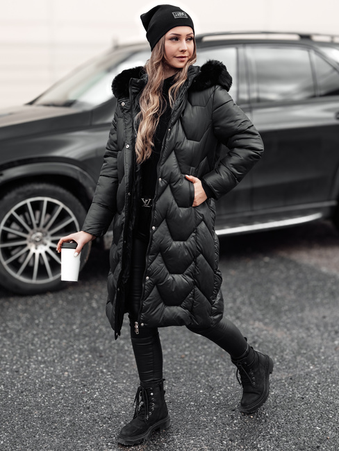 Ženska prešita dolga jakna WINTERACT black Dstreet TY4775