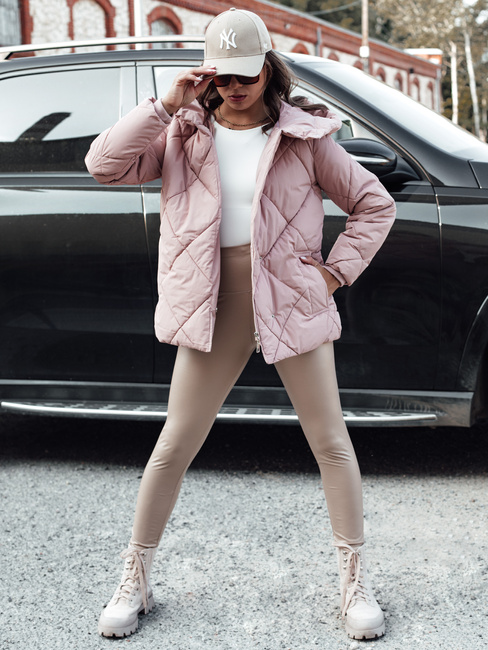 Ženska prešita zimska bunda COZYLUX s kapuco roza Dstreet TY4558