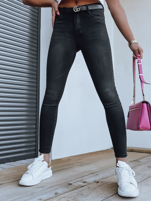 Ženske kavbojke z visokim pasom ADEL Barva Črna DSTREET UY1265