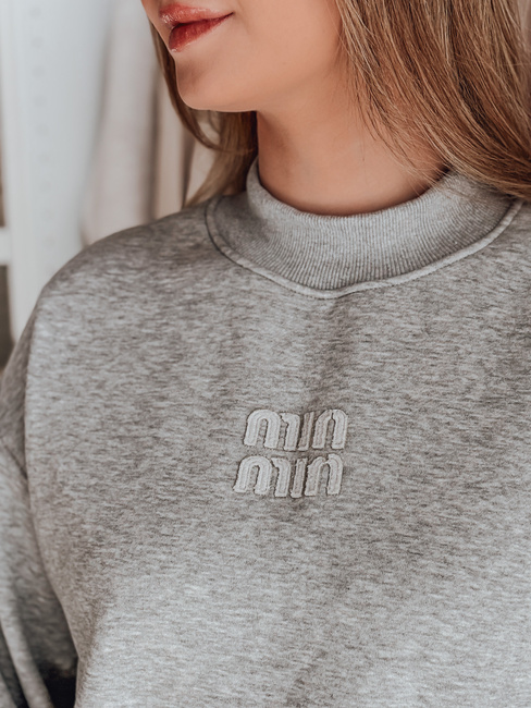 Ženska bluza prevelike velikosti z našitkom LOVASON sive barve Dstreet BY1419