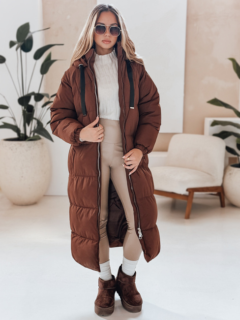 Ženska zimska dolga prešita jakna COZYSEASON rjava Dstreet TY4954