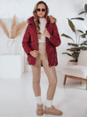 Ženska zimska jakna LUMORE prešita s kapuco bordo barve Dstreet TY5014