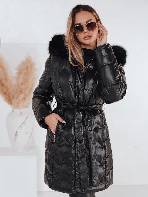 Ženska zimska jakna CASSERIE prešita s kapuco črna Dstreet TY4924