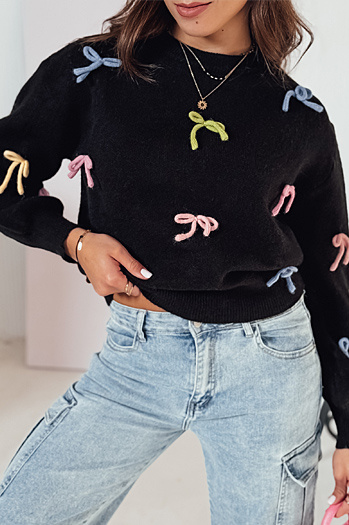 Ženski pulover TIELUSH ene velikosti v majhni koakrdki črni Dstreet MY2358