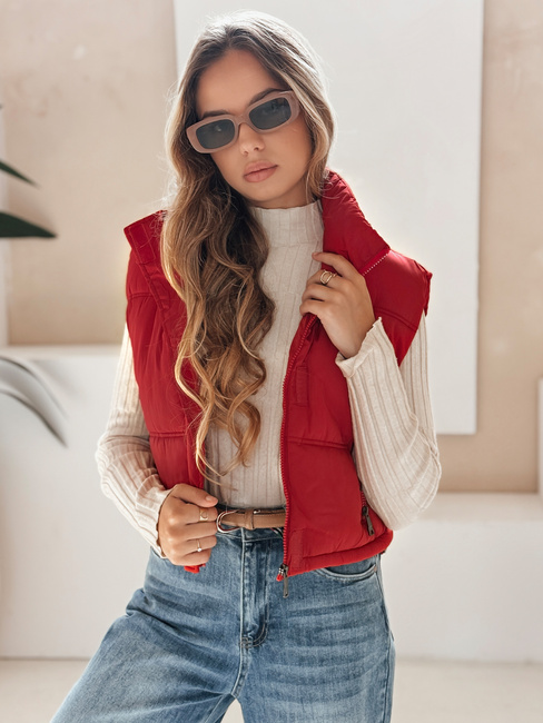 Ženski prešiti rdeči telovnik Dstreet TY5198