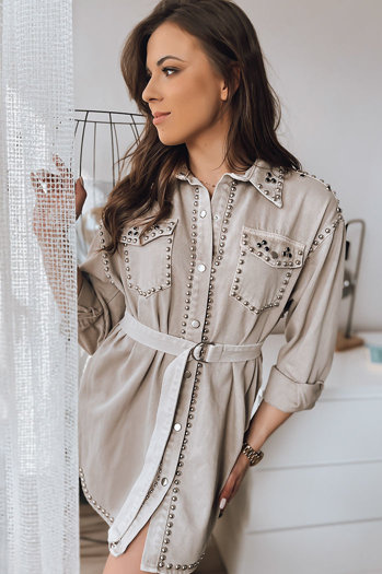 Jeans obleka RAFAELA Barva Bež DSTREET EY2227