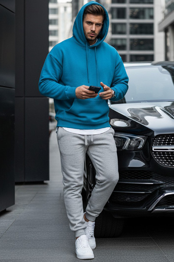 Moška jopa s kapuco Barva Svetlo modra DSTREET BX5108