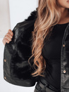 Ženska usnjena jakna ramones s krznom black Dstreet TY5207