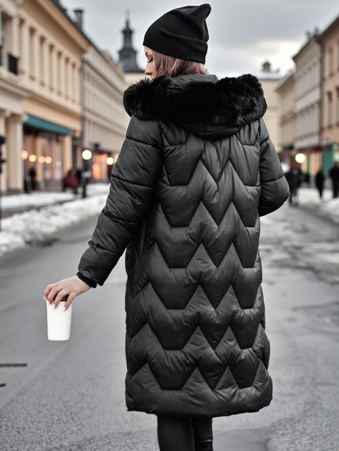 Ženska prešita dolga jakna WINTERACT black Dstreet TY4775