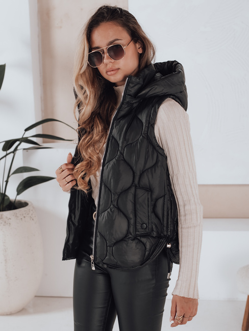 Ženski prešiti telovnik s kapuco MISSVEST black Dstreet TY5018