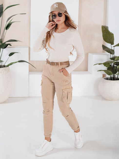 Ženske tovorne hlače CARGOIF light beige Dstreet UY2712