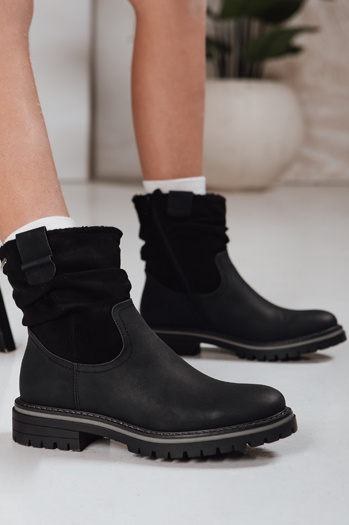 Ženski semiš škornji črni Dstreet ZY1277