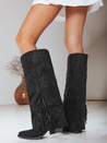 Ženski semiš boho črni škornji Dstreet ZY1287