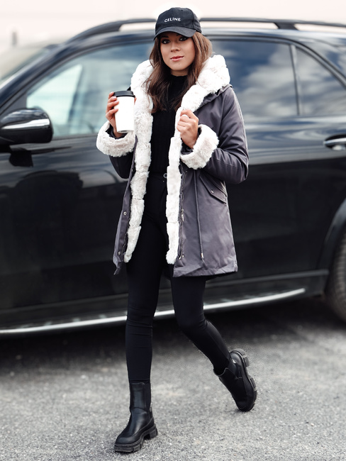 Ženska zimska jakna ARCTIC temno siva Dstreet TY4766