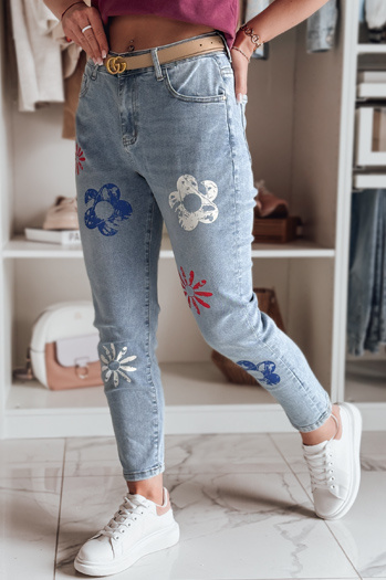 Ženske hlače iz džinsa tankega kroja s cvetličnimi vzorci ARTJEANS blue Dstreet UY2446