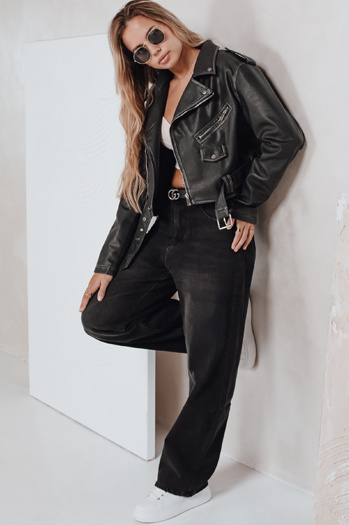 Ženske kavbojke balonastega kroja črne barve Dstreet UY2741