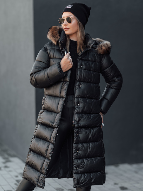 Ženska prešita zimska jakna s kapuco CROMBILA black Dstreet TY4100