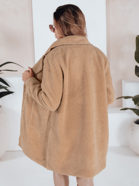 Ženski zimski plašč Teddy krzno beige Dstreet NY0757
