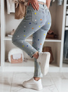 Ženske jeans hlače tankega kroja v barvi SHINYFIT stars blue Dstreet UY2452