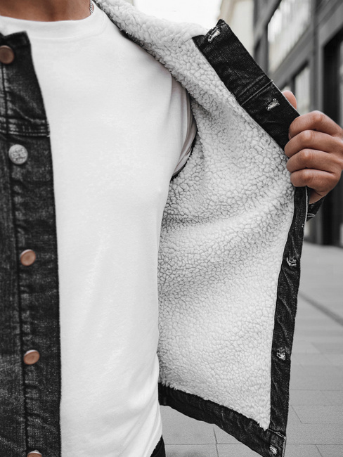 Ocieplana kurtka męska jeansowa szara Dstreet TX4728z