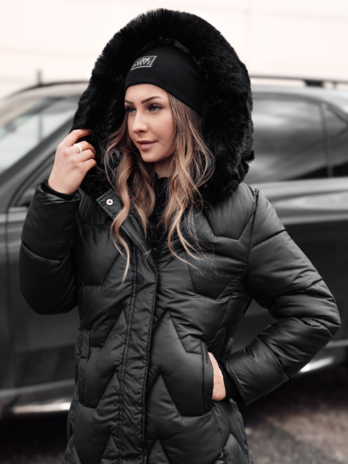 Ženska prešita dolga jakna WINTERACT black Dstreet TY4775