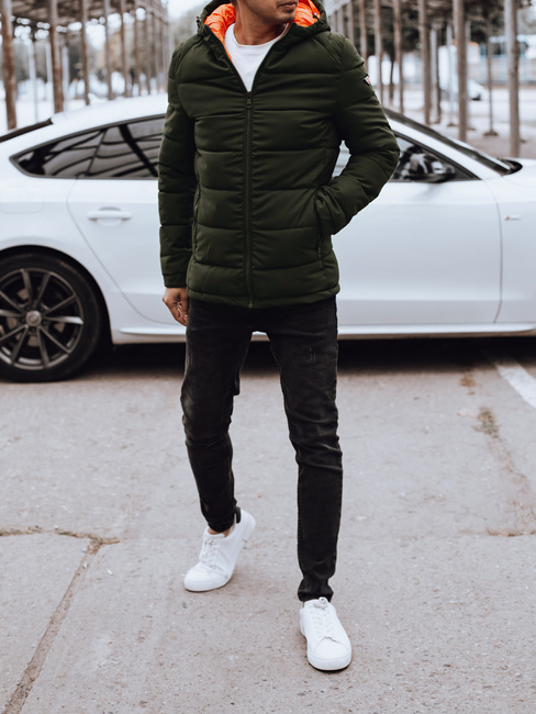 Moška prešita zimska jakna s kapuco zelena Dstreet TX4893