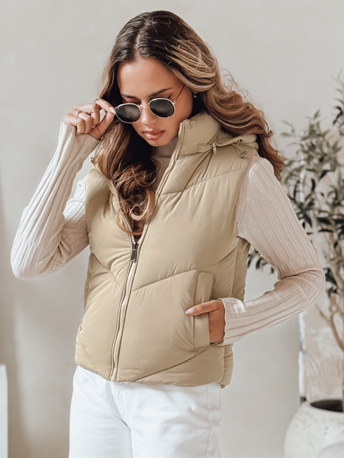 Ženski prešiti telovnik LIKEHUGS beige Dstreet TY4979