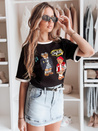 Ženska majica prevelike velikosti z vezenino CLASSY TEDDY črna Dstreet RY2843