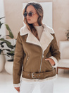 Ženska usnjena jakna NORFDIMA z ovčjo kožo camel Dstreet TY4738