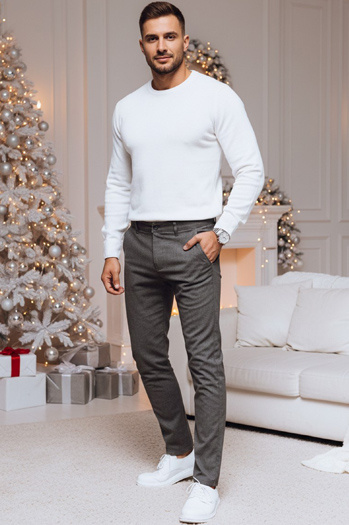 Moške temno sive hlače chinos Dstreet UX4388z