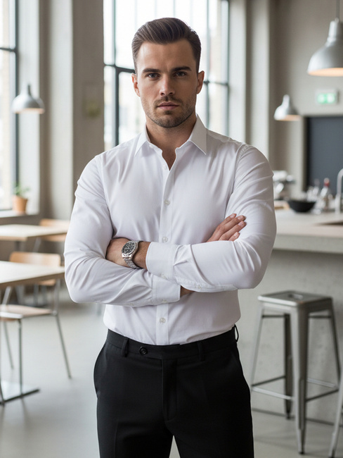 Moška elegantna bela srajca Dstreet DX2617