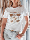 Ženska majica s srcem LOVETIK bela Dstreet RY2735