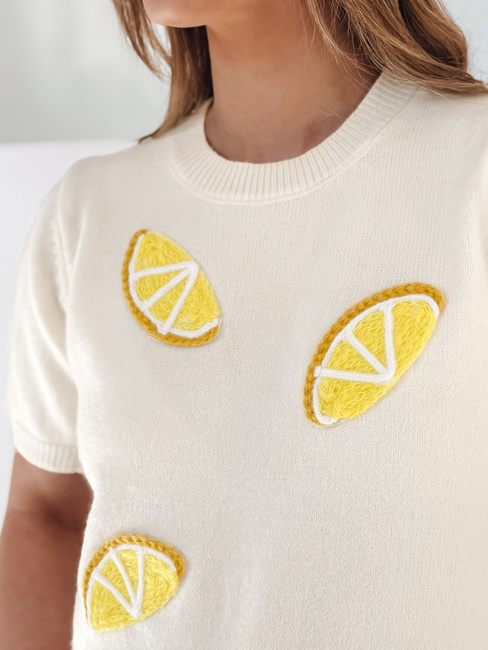 Ženski prevelik pulover z limonami Lemon ecru Dstreet MY2475
