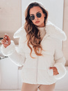 Ženska prešita kratka jakna s krznom bela Dstreet TY5070