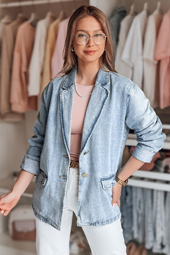 Ženska prevelika jeans jakna RUNAWAY blue Dstreet TY4906