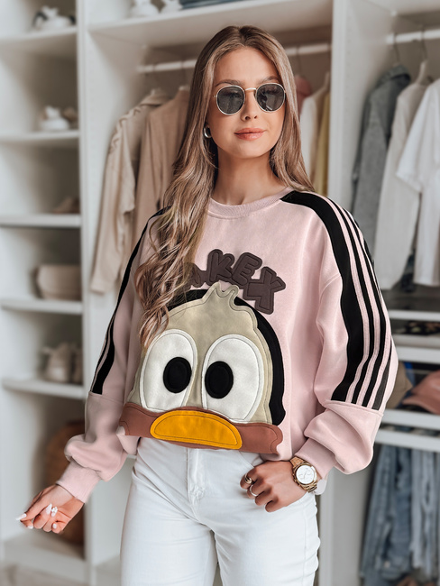 Ženska prevelika majica z našitki CUTE MAKEX roza Dstreet BY1493