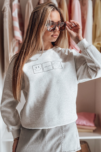 Ženska bluza prevelike velikosti z vezenino EASYJOY siva Dstreet BY1517