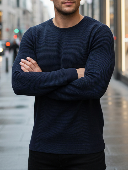 Moški pulover v mornarsko modri barvi WX2296z