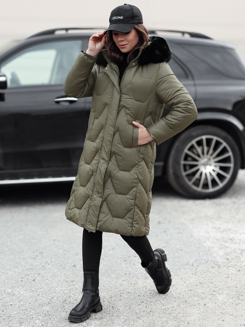 Ženska zimska jakna prešita dolga WINTERACT zelena Dstreet TY4776