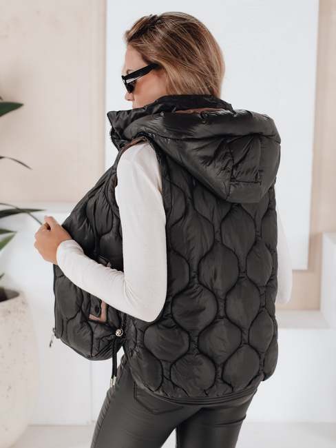 Ženski prešiti telovnik s kapuco MISSVEST black Dstreet TY5022