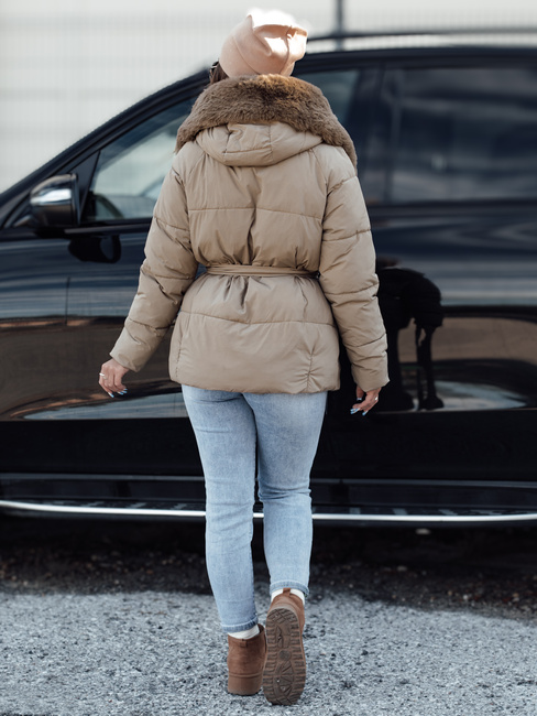 Ženska zimska jakna FURSOFT prešita s kapuco bež Dstreet TY4668