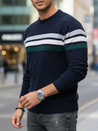Moški črtasti pulover v mornarsko modri barvi Dstreet WX2334