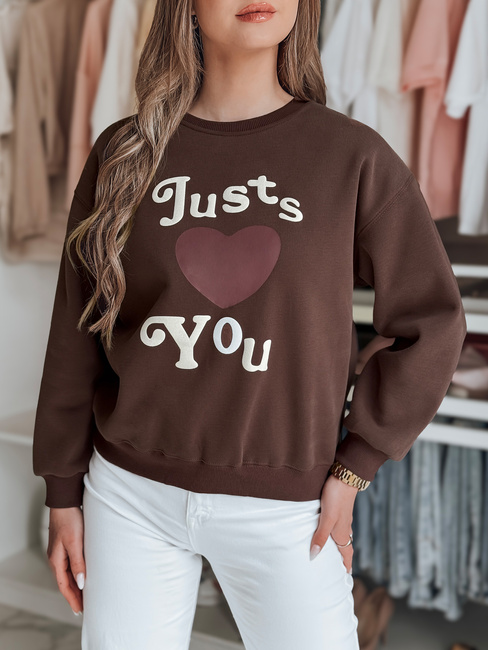Ženska bluza s potiskom JUST LOVE YOU rjave barve Dstreet BY1477