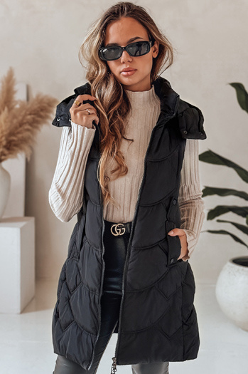 Ženski izolirani prešiti telovnik črne barve Dstreet TY5101