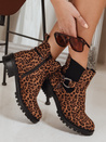 Ženski škornji iz semiša z leopardjim vzorcem Dstreet ZY1261